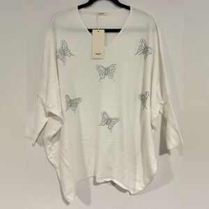 MOEWY White Silver Butterfly Embellished Sweater Size “Taille Unique” (One Size)